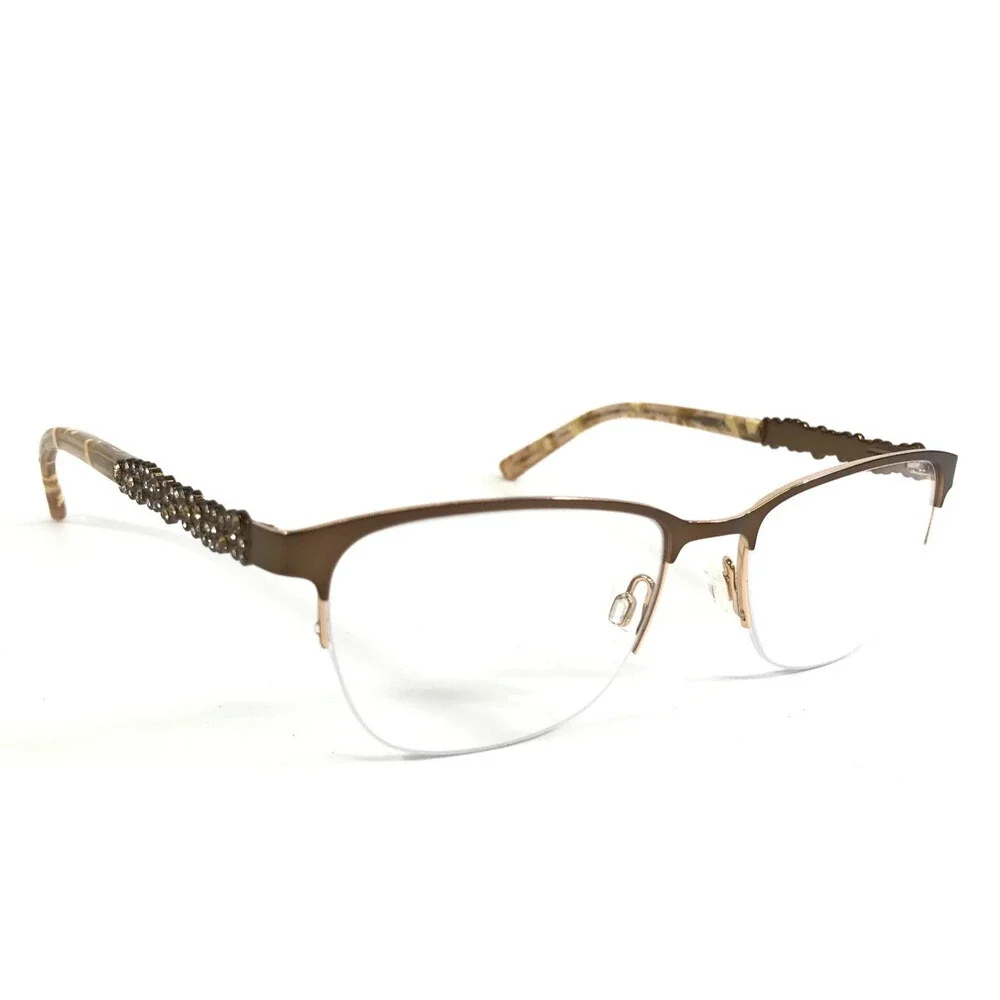 Bebe Eyeglasses Frames BB5177 200 TOPAZ Gold Cat Eye Swarovski 52-17-135